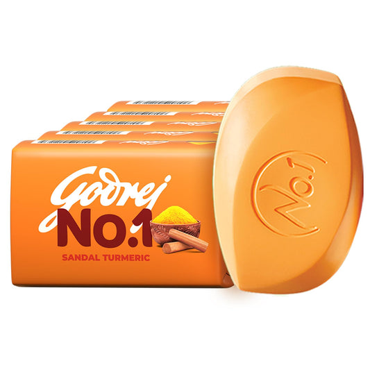 Godrej No.1 Bathing Soap, Sandal & Turmeric, 100g (Pack of 5) buy 4 get 1 free