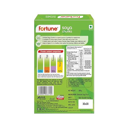 Fortune Soya Chunks, 15x more protein 200g