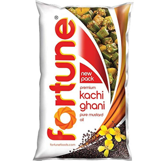 fortune mustard oil kachi ghani  1 liter pouch