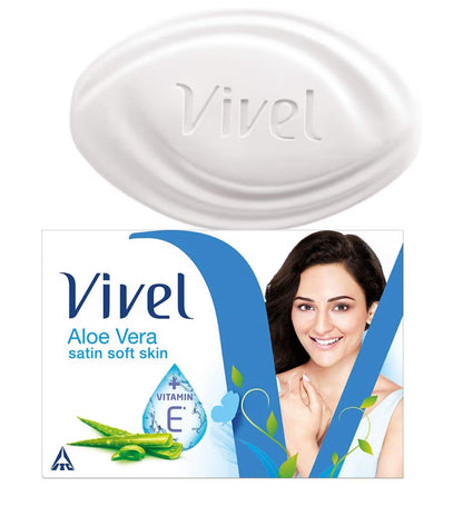 Vivel Aloe Vera Grade 1 Bathing Soap with Vitamin E for Soft Glowing skin. (Buy 4 get 1 free) (90g*4)=450g