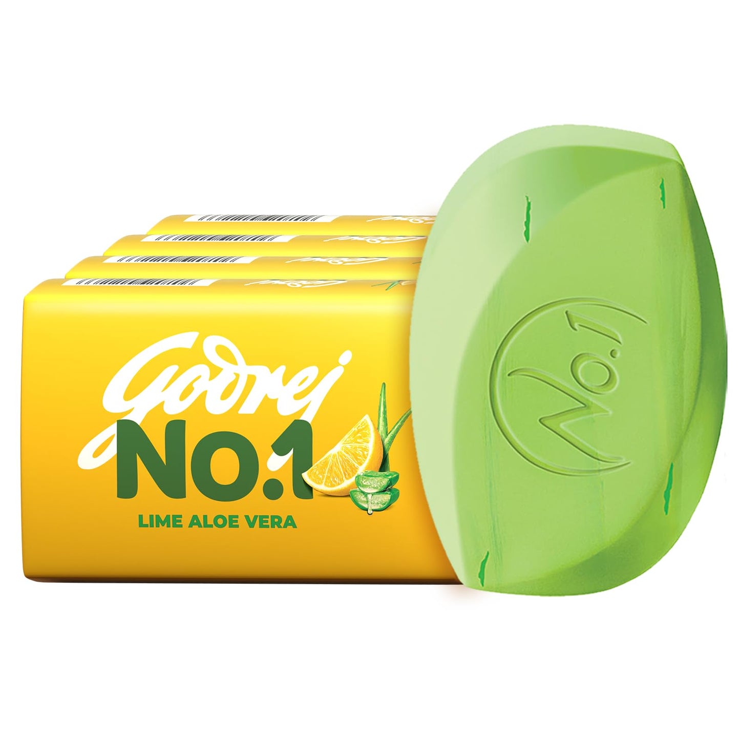 Godrej No.1 Bathing Soap, Lime Aloe Vera, 100g (Pack of 5) (buy 4 Get 1 free)