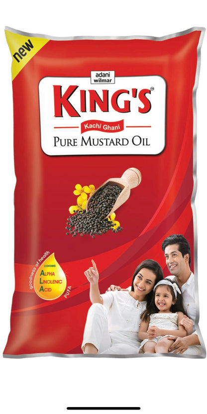 Kings kachi ghani pure mustard oil 1L pouch